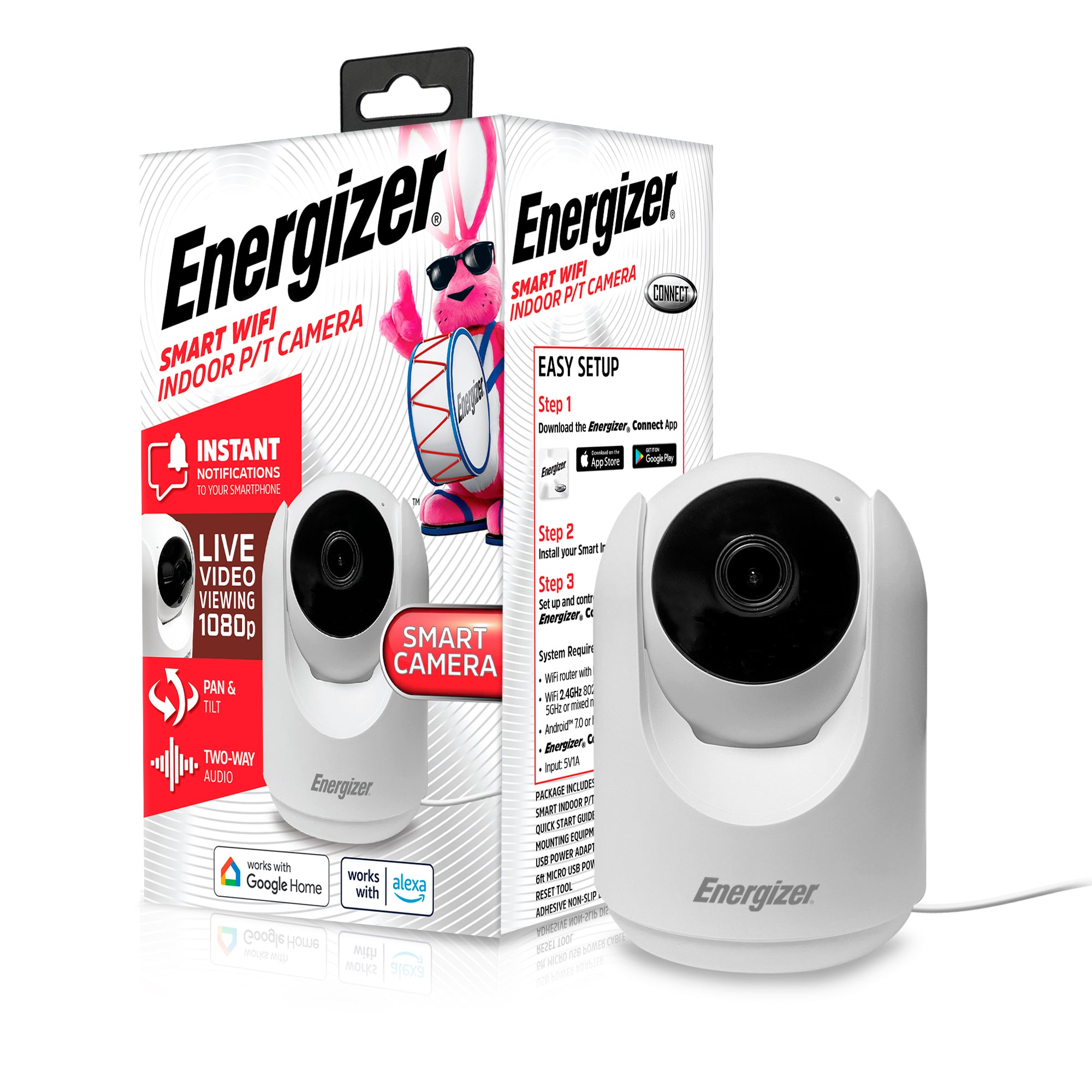 Energizer Smart 1080p Indoor Pan and Tilt Camera - White