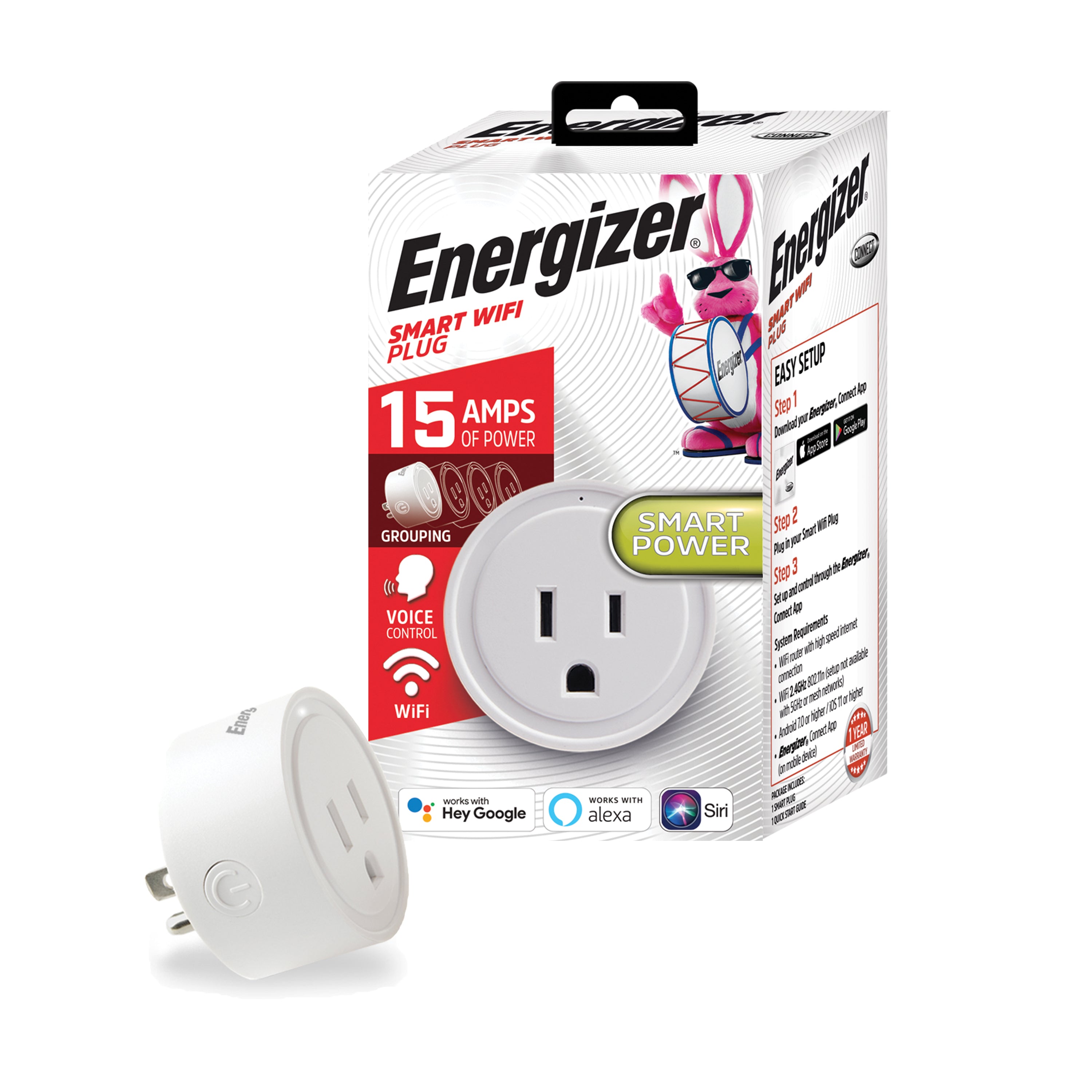 Energizer Smart 15 Amp Round Outlet Plug