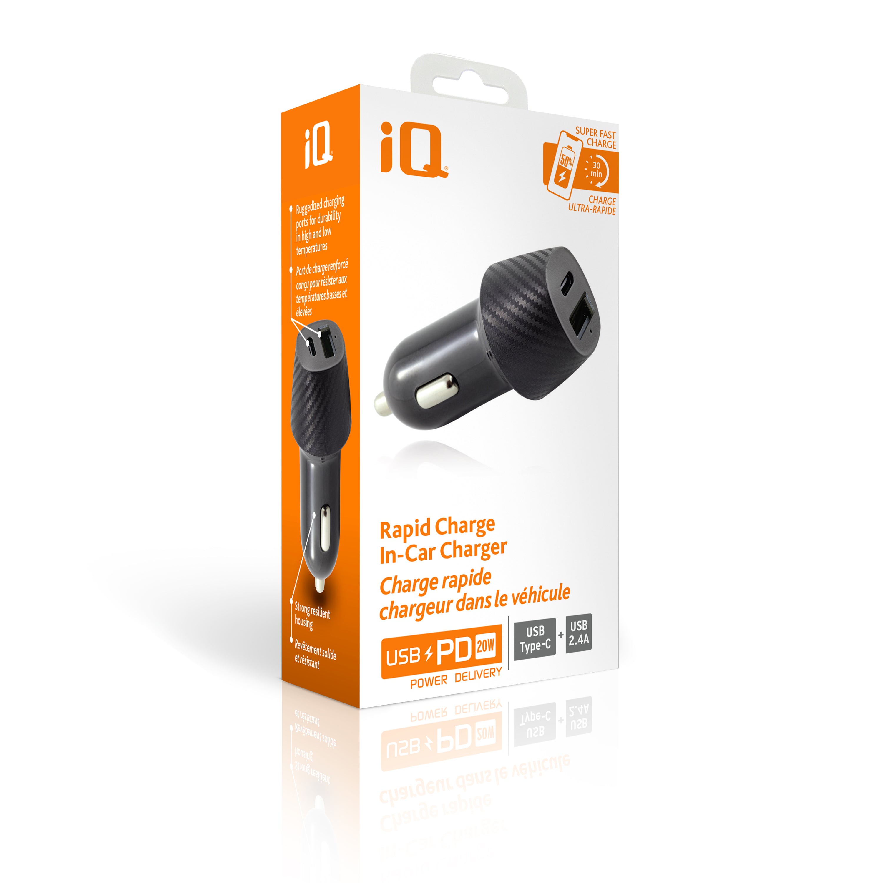 iQ USB PD 20W + 2.4A In-Car Rapid Charger
