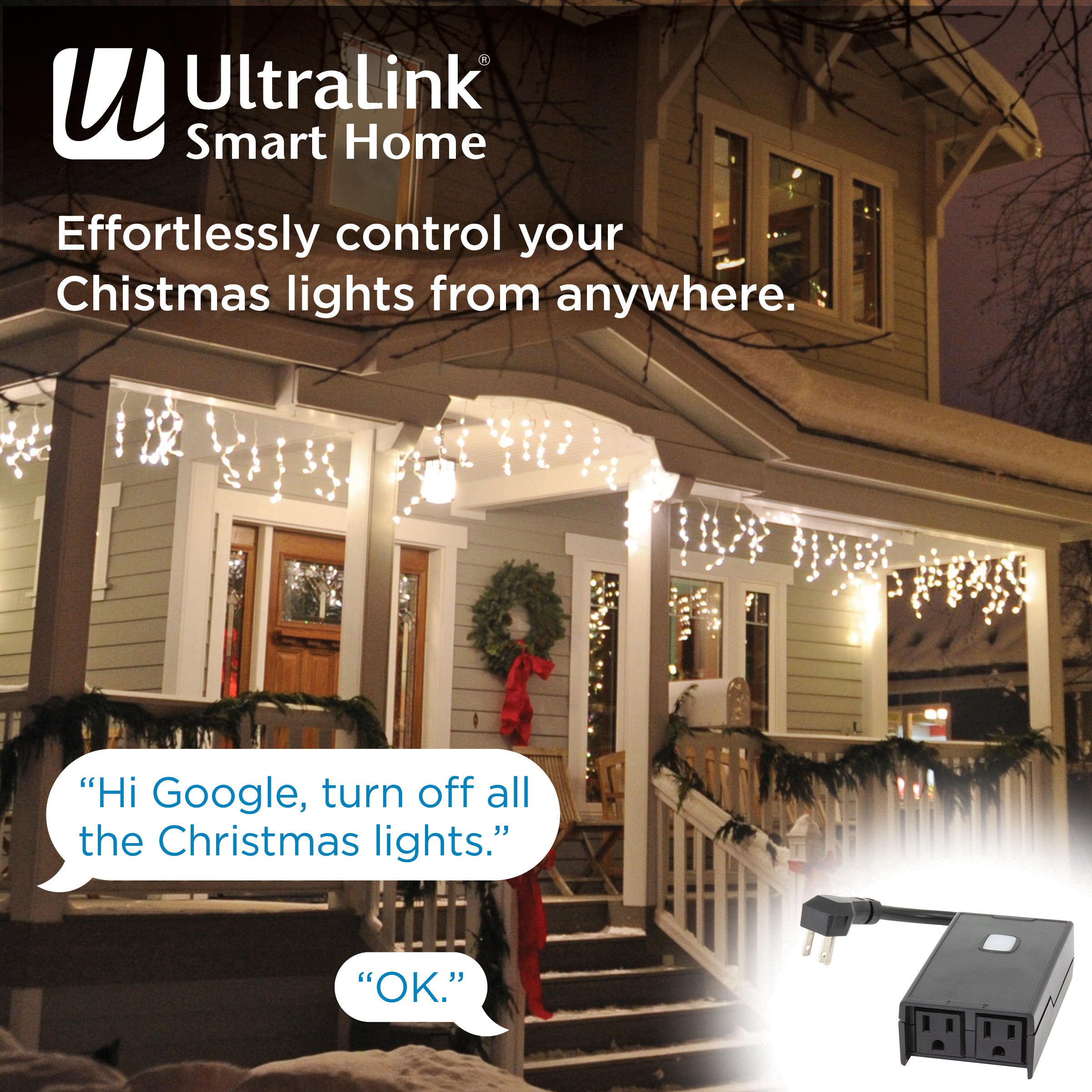 UltraLink Smart Home Wifi Dual Outdoor Plug