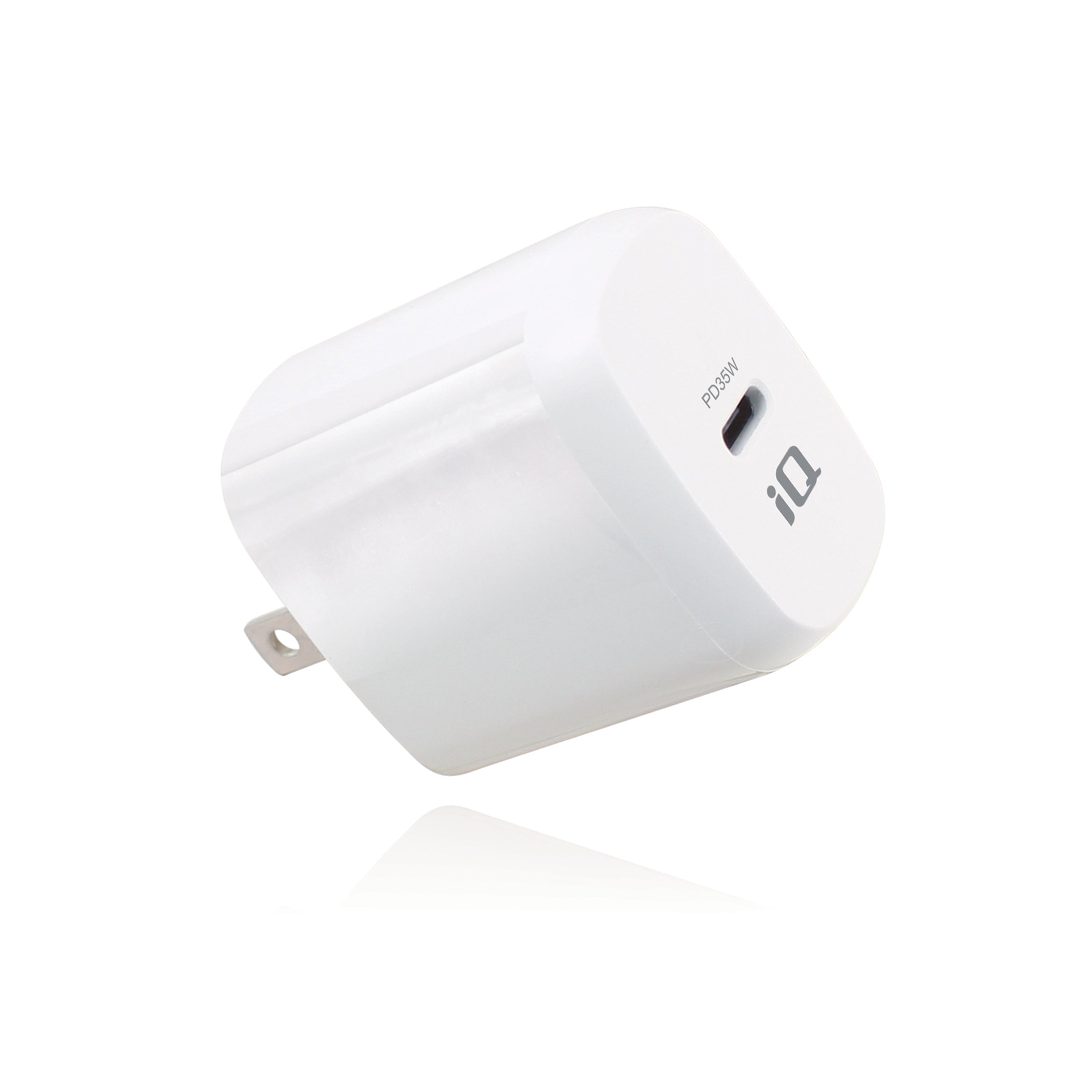 iQ USB PD 35W Wall Charger, White, Foldable Prongs